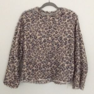 Zara Shaggy Leopard Sweater